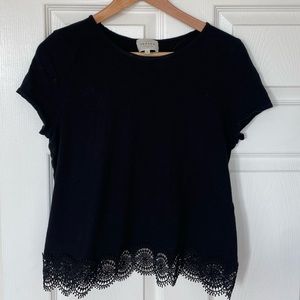 Sézane Black Blouse with Cross Layered Back